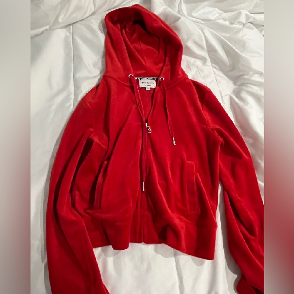 Juicy Couture Juicy Bling Red Velour Tracksuit Jacket Size Small
